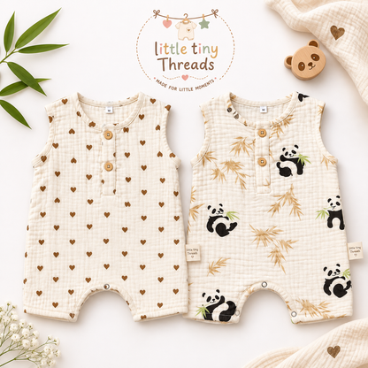 Crinkle Muslin Romper - Set of 2