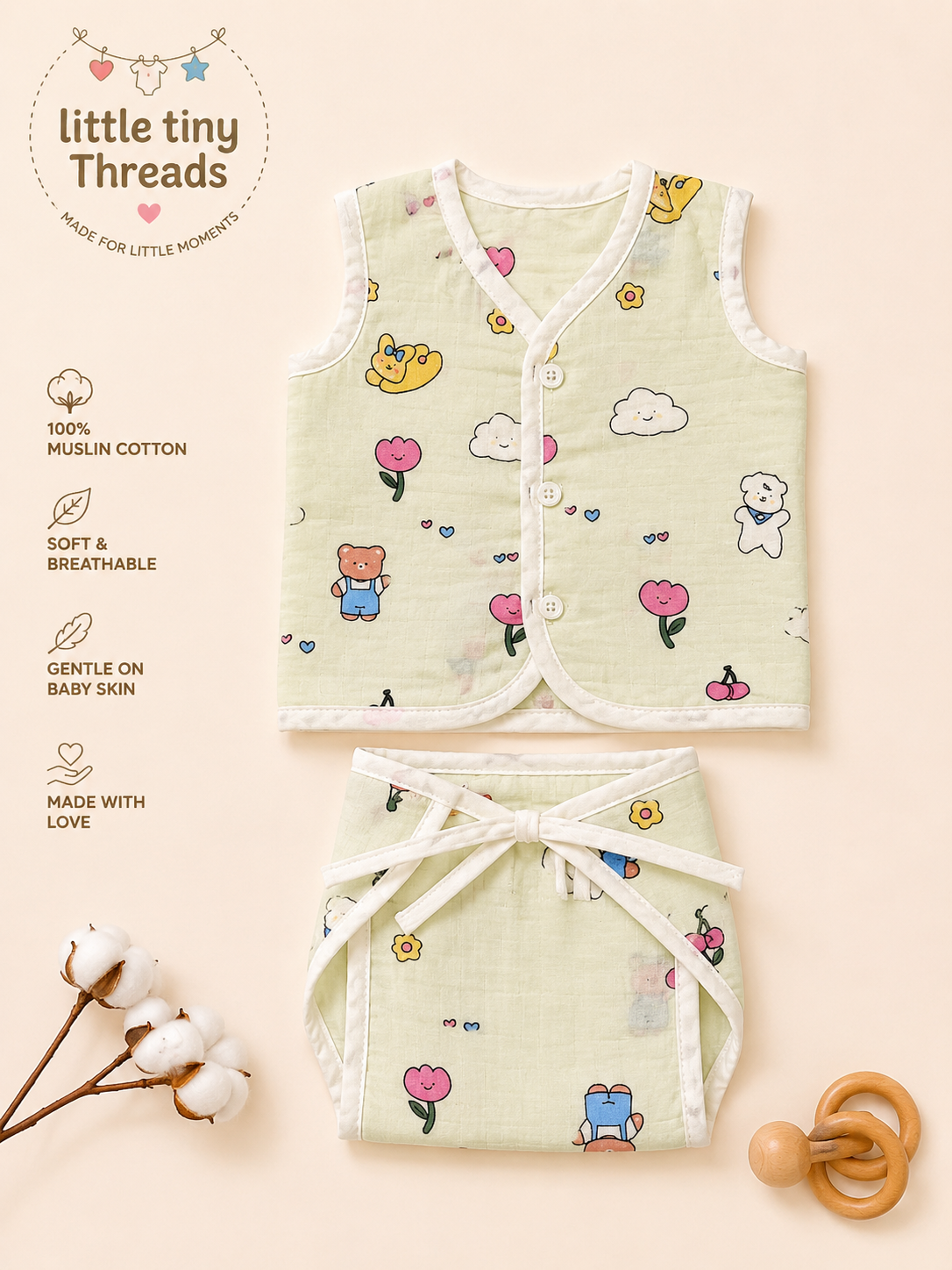 Muslin Jabla & Nappy - Set of 3