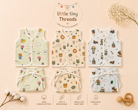 Muslin Jabla & Nappy - Set of 3